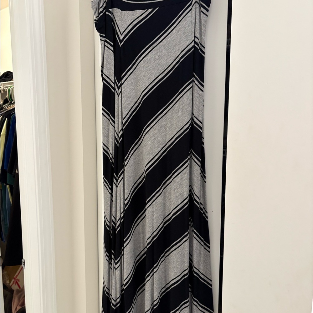 Black and Gray Striped Maxi Dress